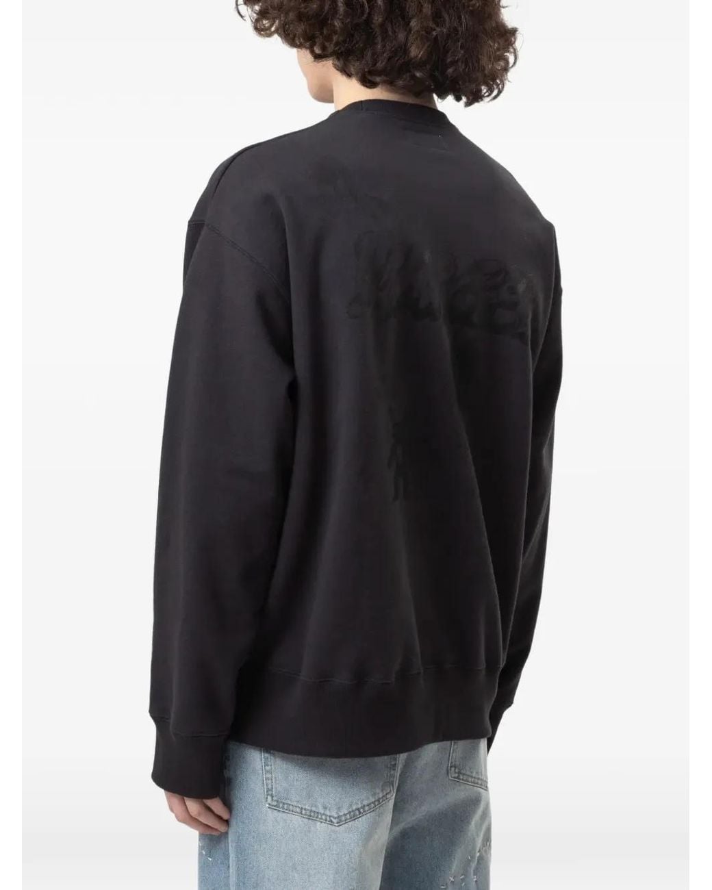 DOMREBEL Black Big Kiss Teddy Bear-Print Sweatshirt for men