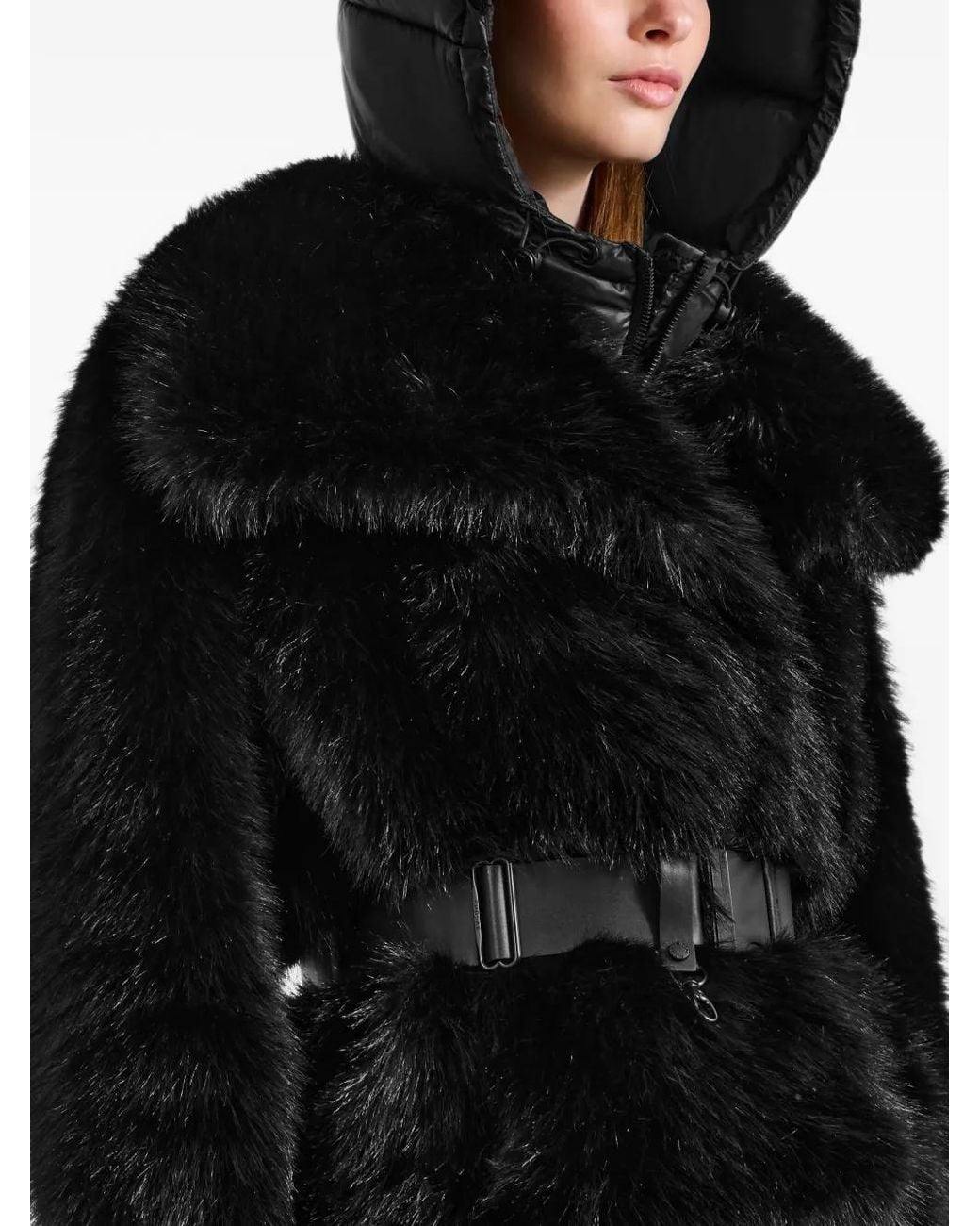 Rudsak Black Chloe Belted Faux-Fur Coat