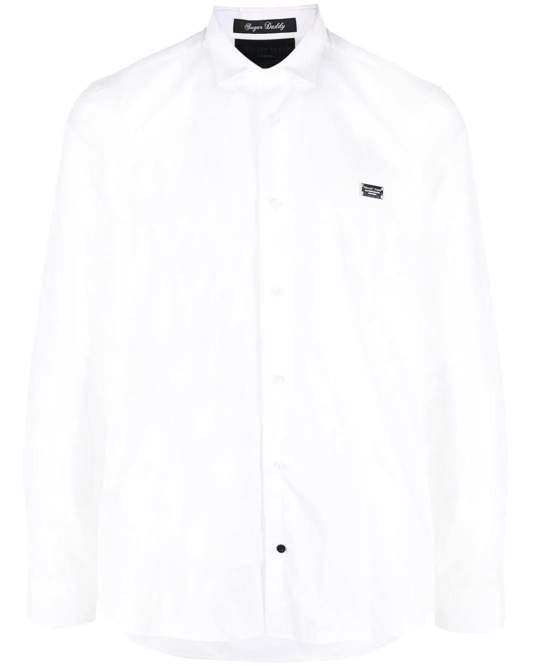 Philipp Plein White Snake Detail Long-Sleeve Shirt for men