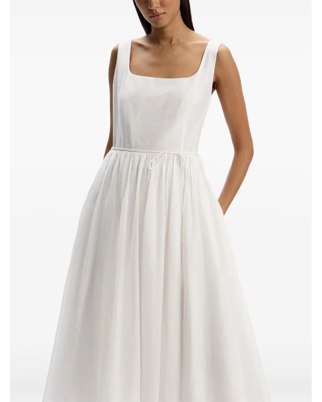 12 STOREEZ White Square-Neck Midi Dress