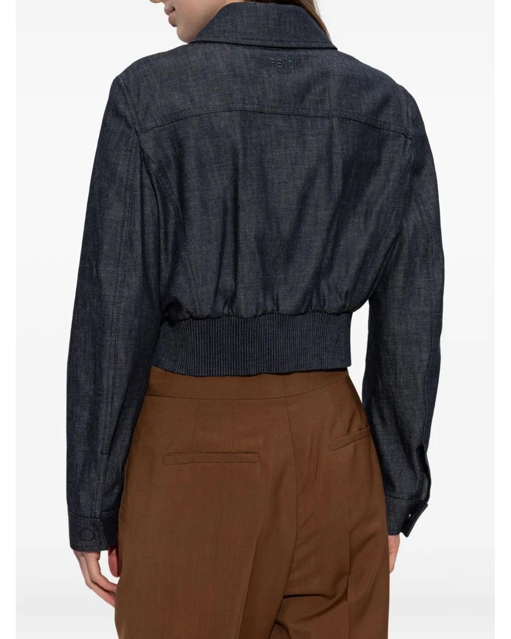 Fendi Blue Buttoned Elastic-Waist Jacket
