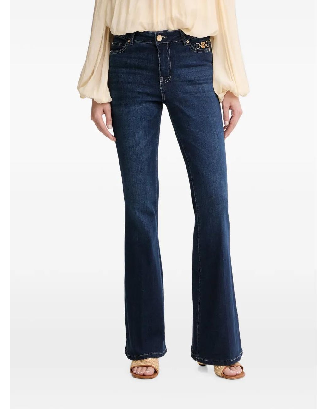Fracomina Blue Logo-Plaque Flared Jeans