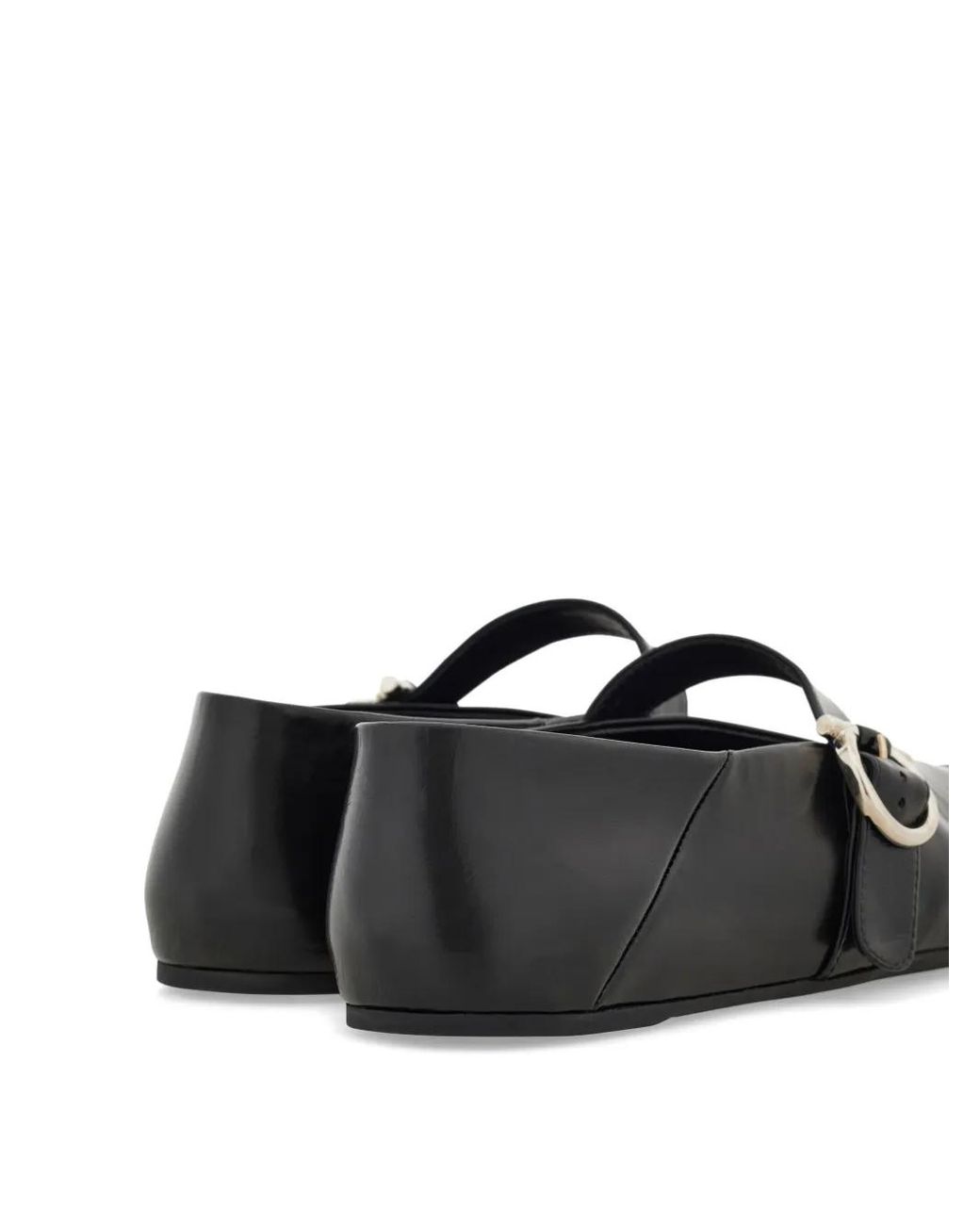 Ferragamo Black Gancini Buckle Ballet Flats