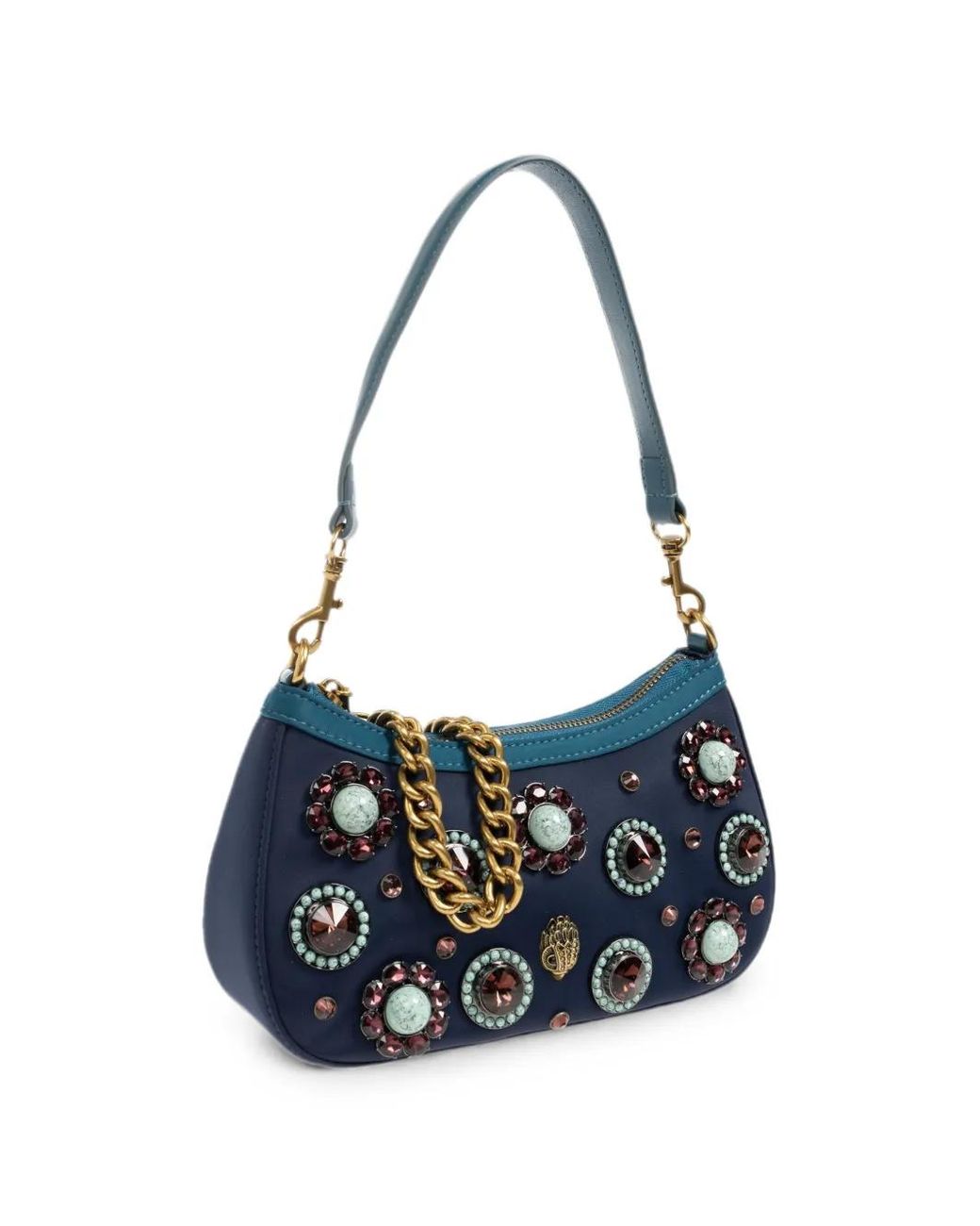 Kurt Geiger Blue Sloane Gem-Embellished Shoulder Bag