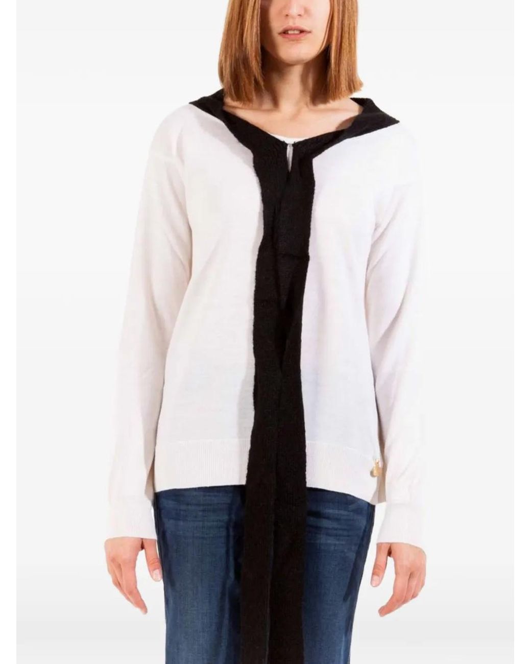 Love Moschino White Contrast-Trim Wool Sweater