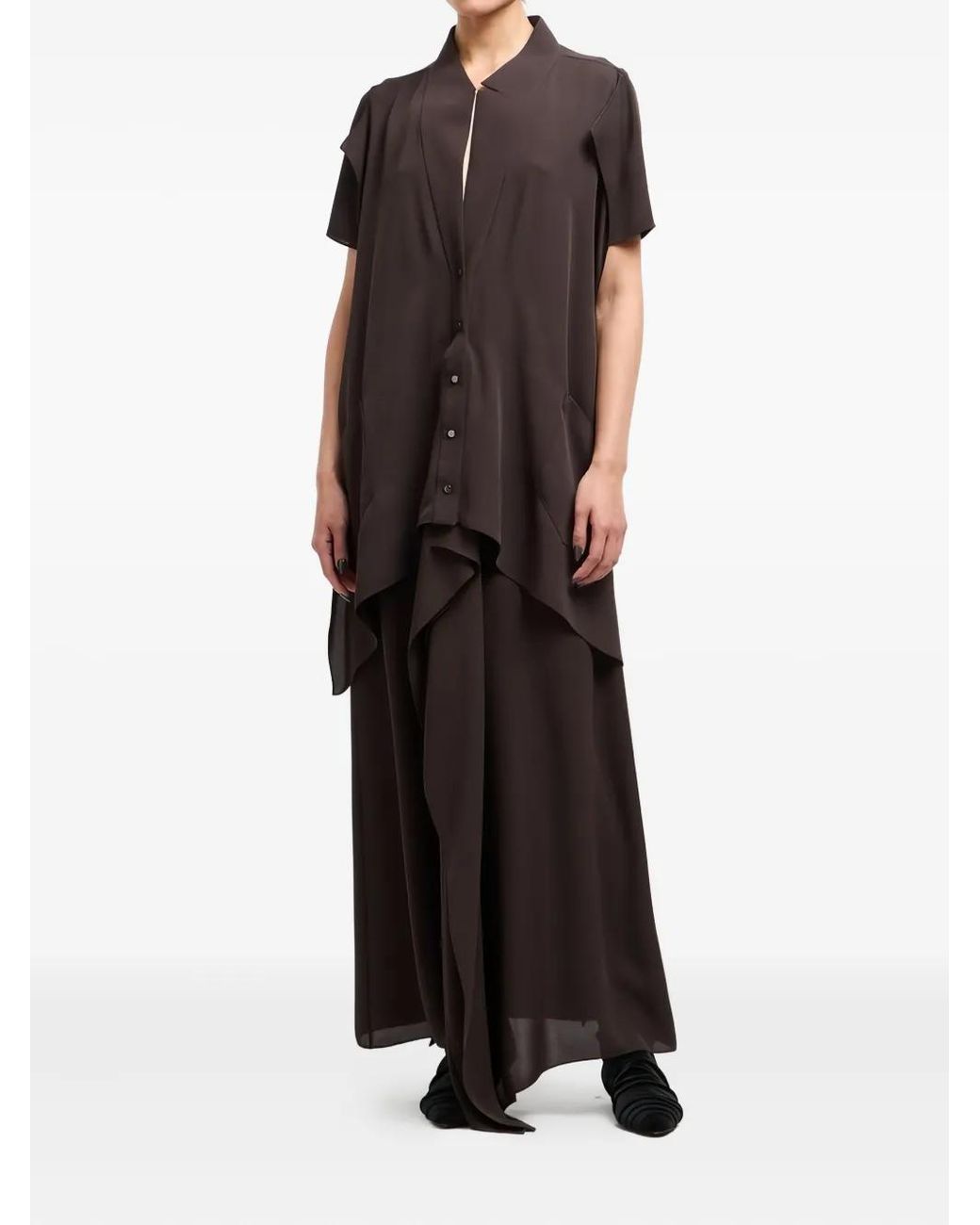 Giorgio Armani Black Button Layered Maxi Dress