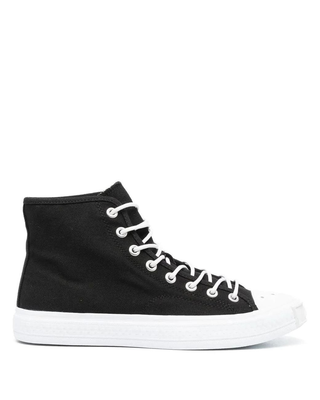 Acne Black Contrasting Toe-Cap High-Top Sneakers for men