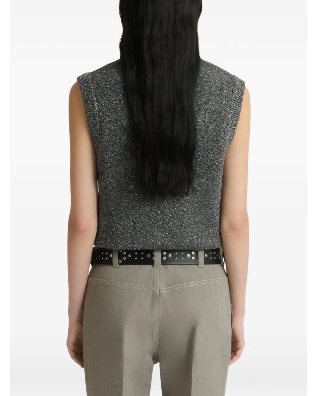 Marni Gray Wool Vest With Lurex Detailing