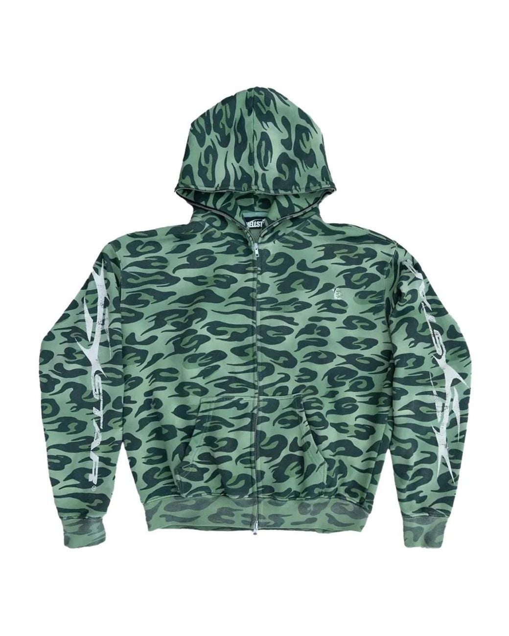 HELLSTAR Green Zip-Up Hoodie for men