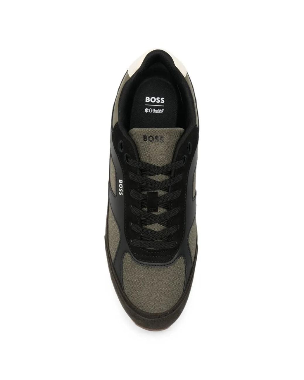 Boss Black Panelled Low-Top Sneakers for men