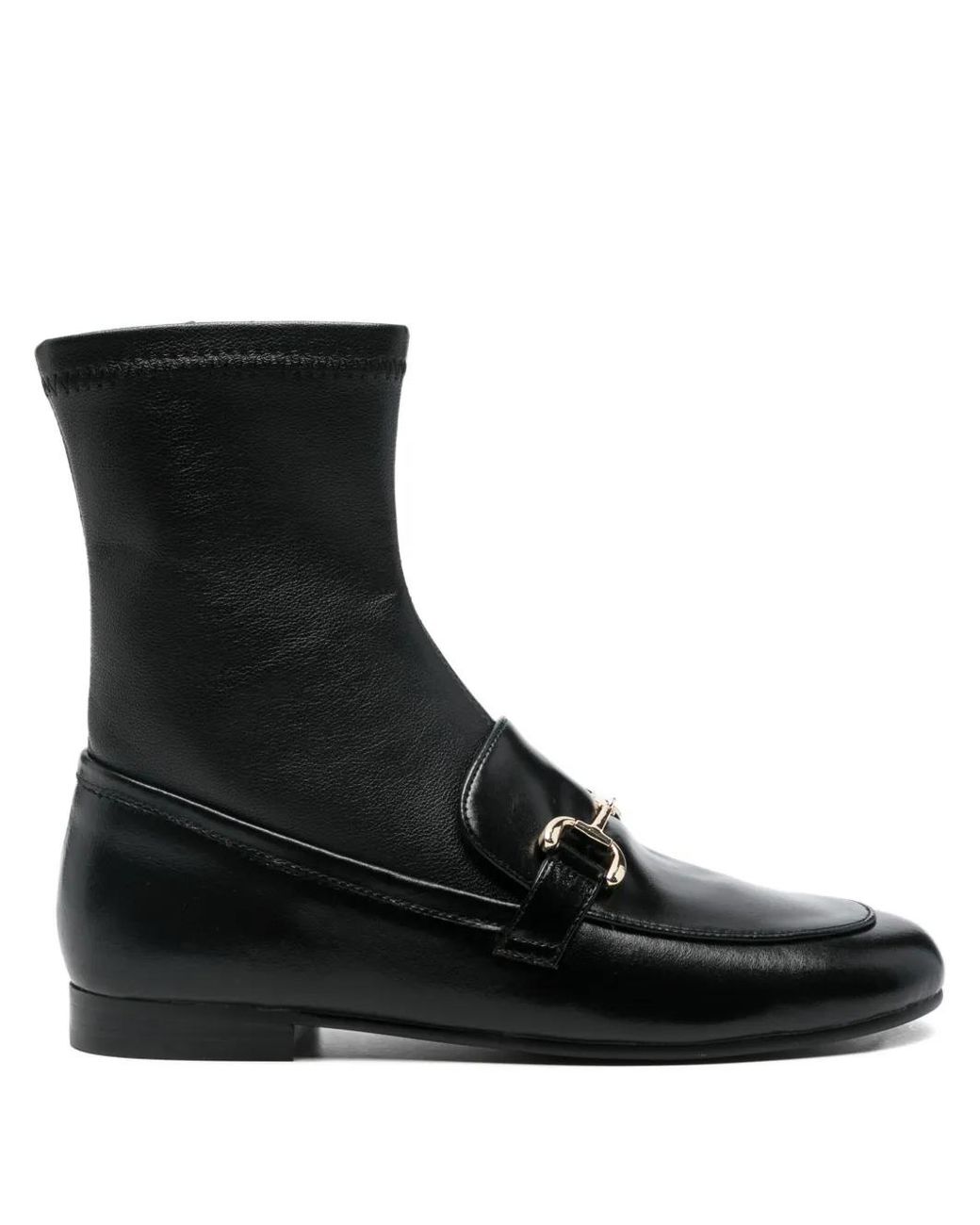 Bibi Lou Black Buckle-Detail Sock Boots