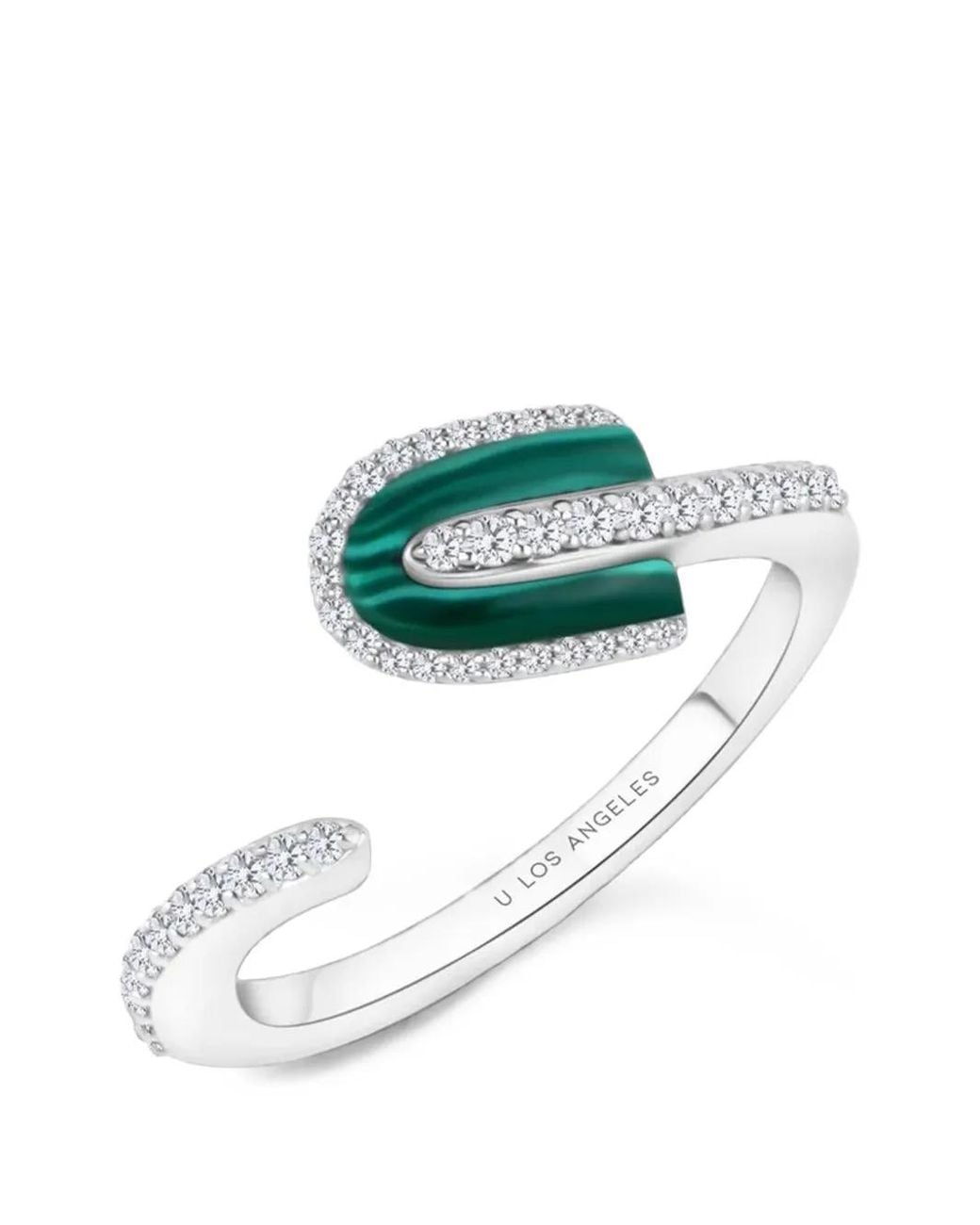 UNION LOS ANGELES Metallic U Solo Malachite And Diamond Ring