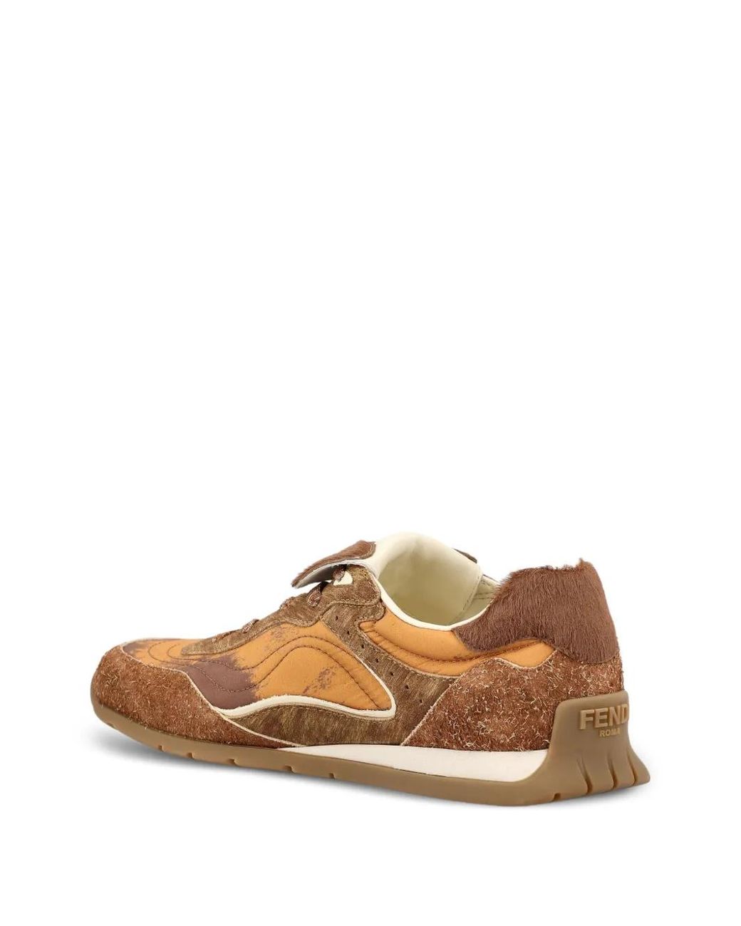 Fendi Brown Wave Pulse Lace-Up Sneakers