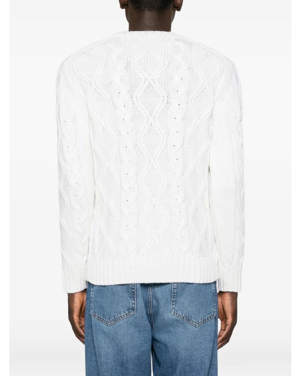 Paul & Shark White Cable-Knit Wool Sweater for men