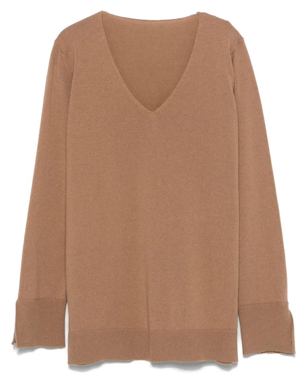 Le Tricot Perugia Brown V-Neck Sweater