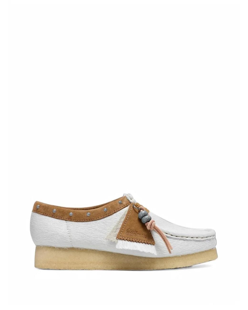 Clarks White Wallabee Stud-Embellished Loafers
