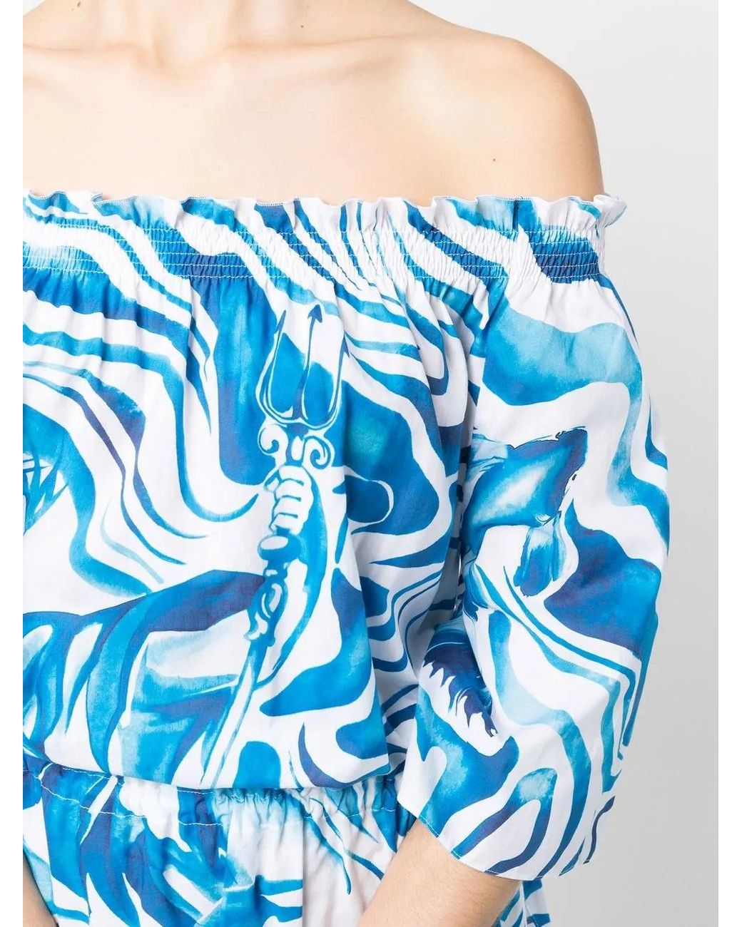 Alberta Ferretti Blue Swirl Print Shift Dress