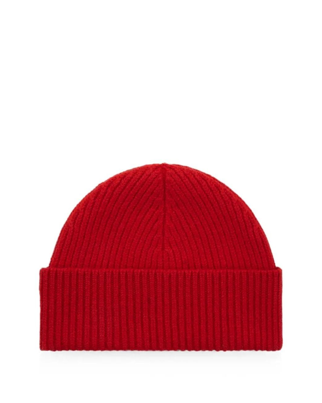 AMI Red Wool Beanie Hat for men