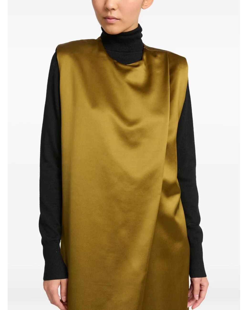 Yves Salomon Metallic Satin Maxi Dress