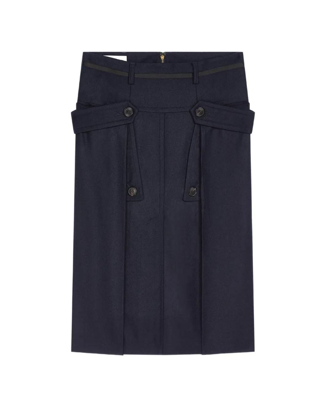 Dries Van Noten Blue Wool Midi Skirt