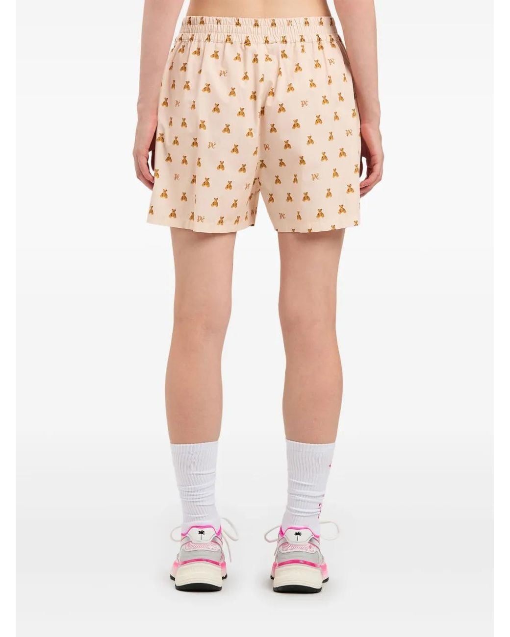 Palm Angels Mini Bear-monogramshort in het Natural
