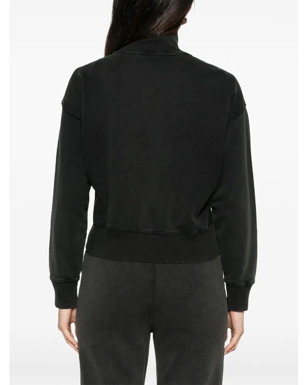 Bobi Black Funnel-Neck Zip-Up Sweatshirt