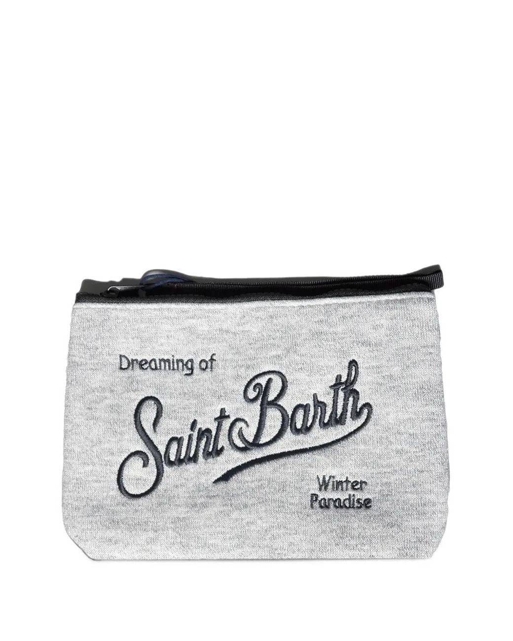 Mc2 Saint Barth Gray Aline Logo-Embroidered Clutch Bag for men
