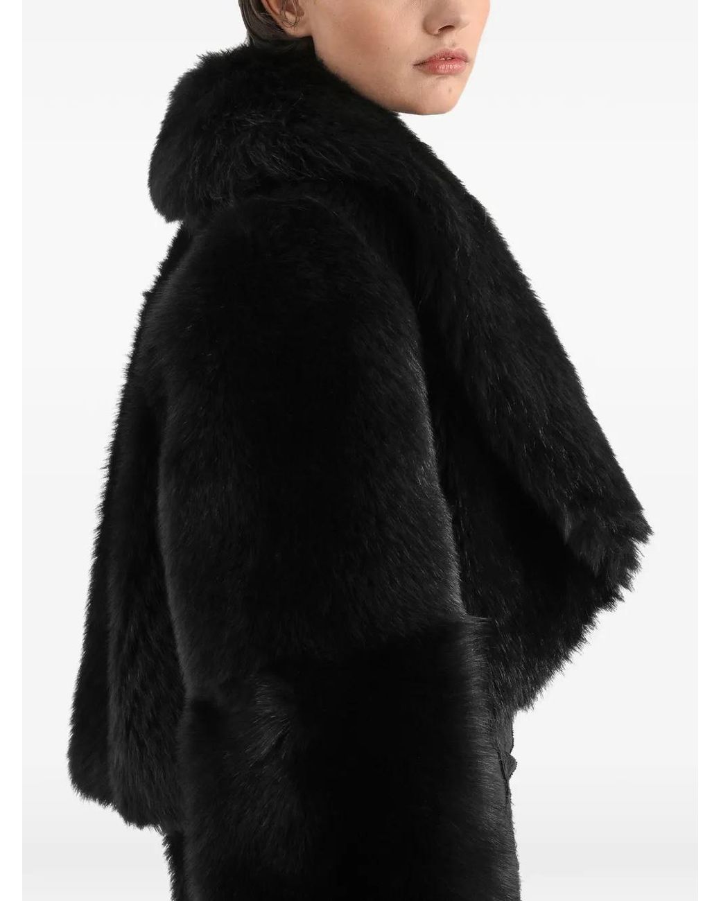 Dolce & Gabbana Black Shearling Bolero Jacket