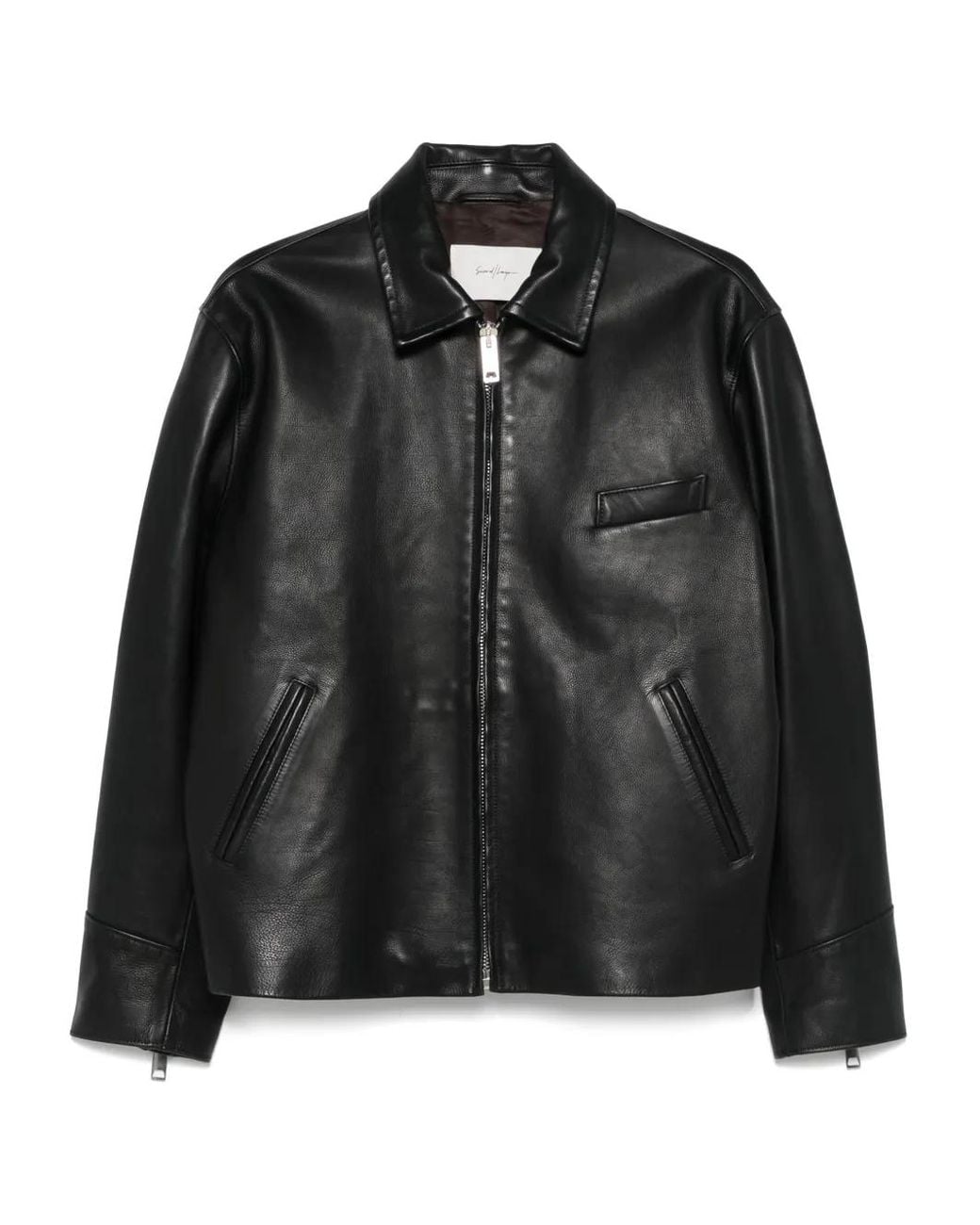 Second/Layer Leren Bomberjack in het Black voor heren