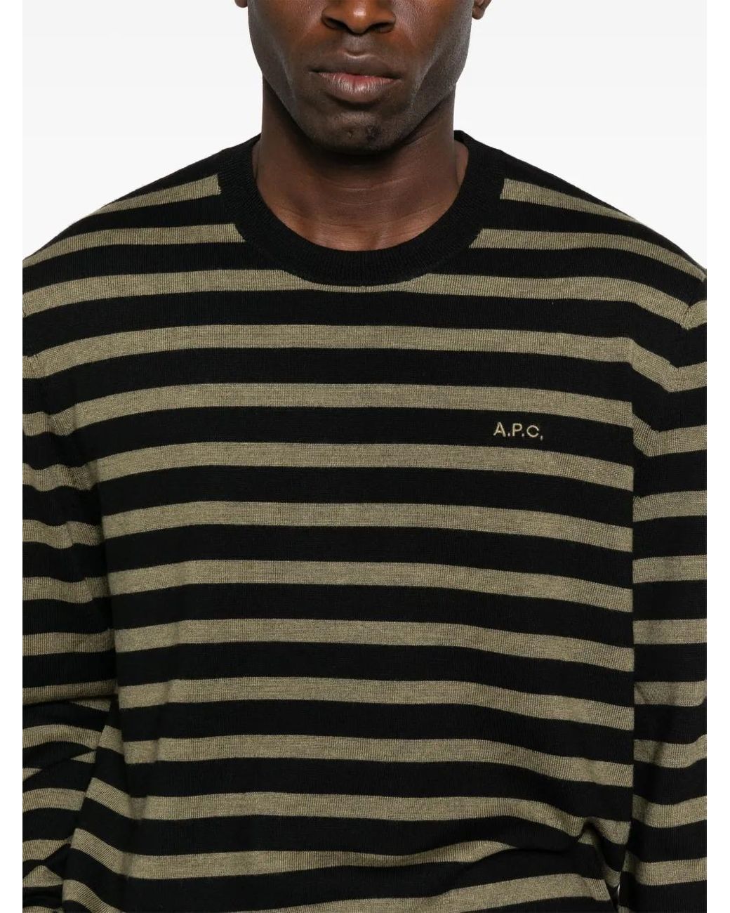 A.P.C. Black Striped Jumper for men