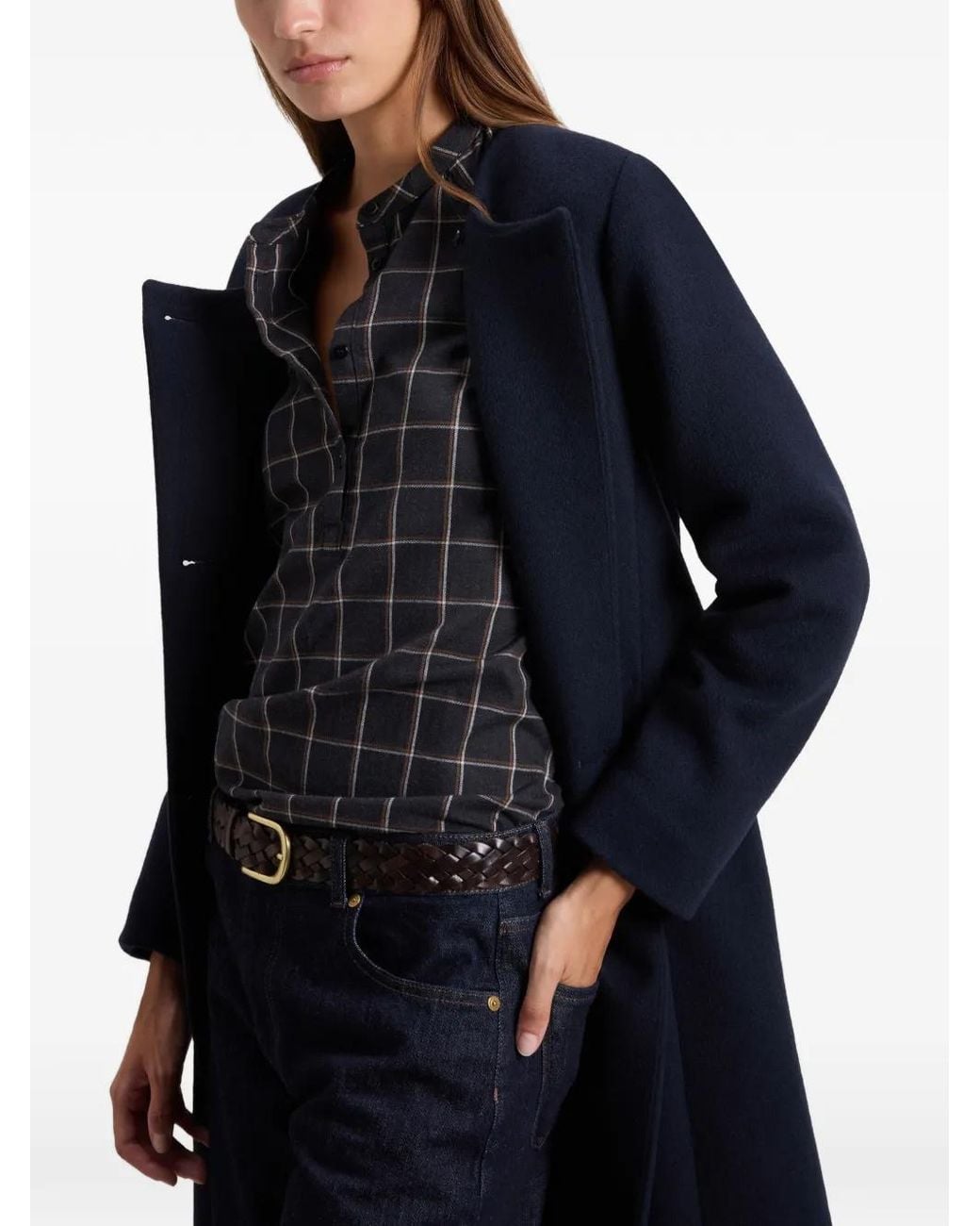 Woolrich Blue Double-Breasted Hooded Parka Coat