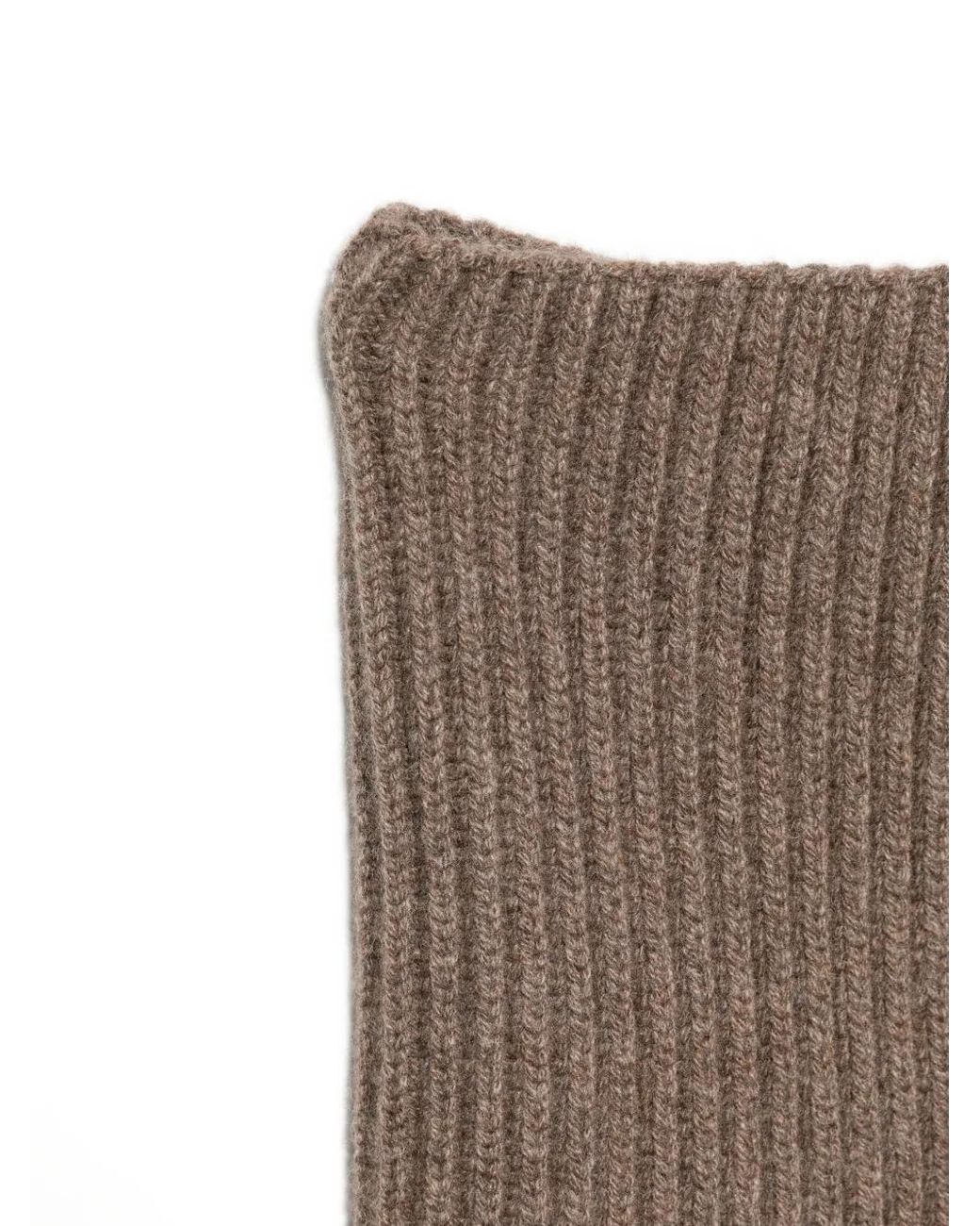 Uma Wang Brown Ribbed-Knit Snood Scarf