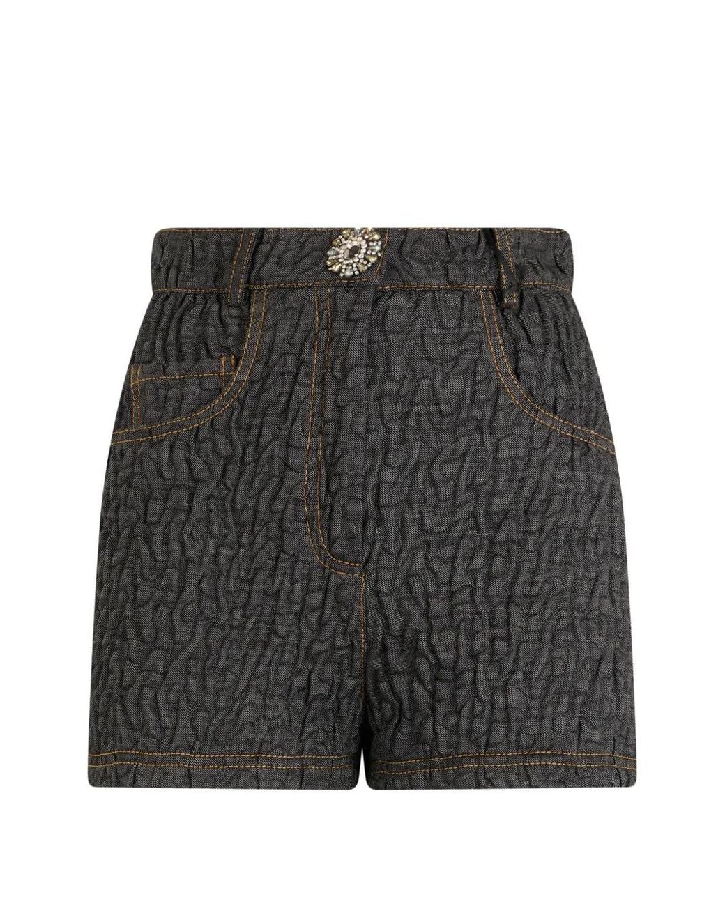 Moschino Gray Short À Taille Haute Et Coupe Cinq Poches