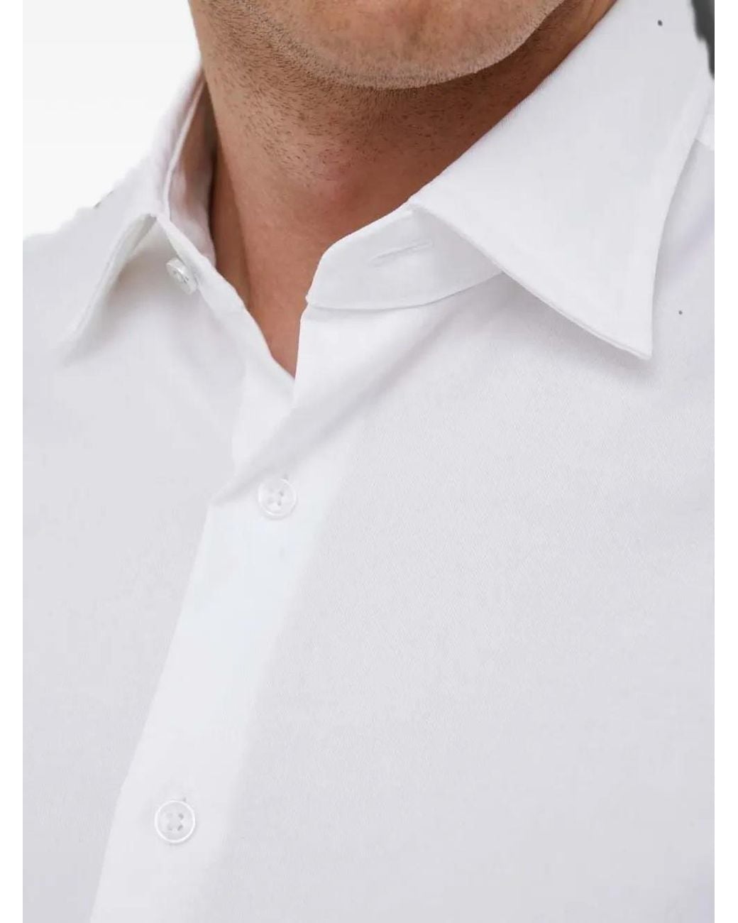 Michael Kors White Logo-Embroidered Long-Sleeve Shirt for men