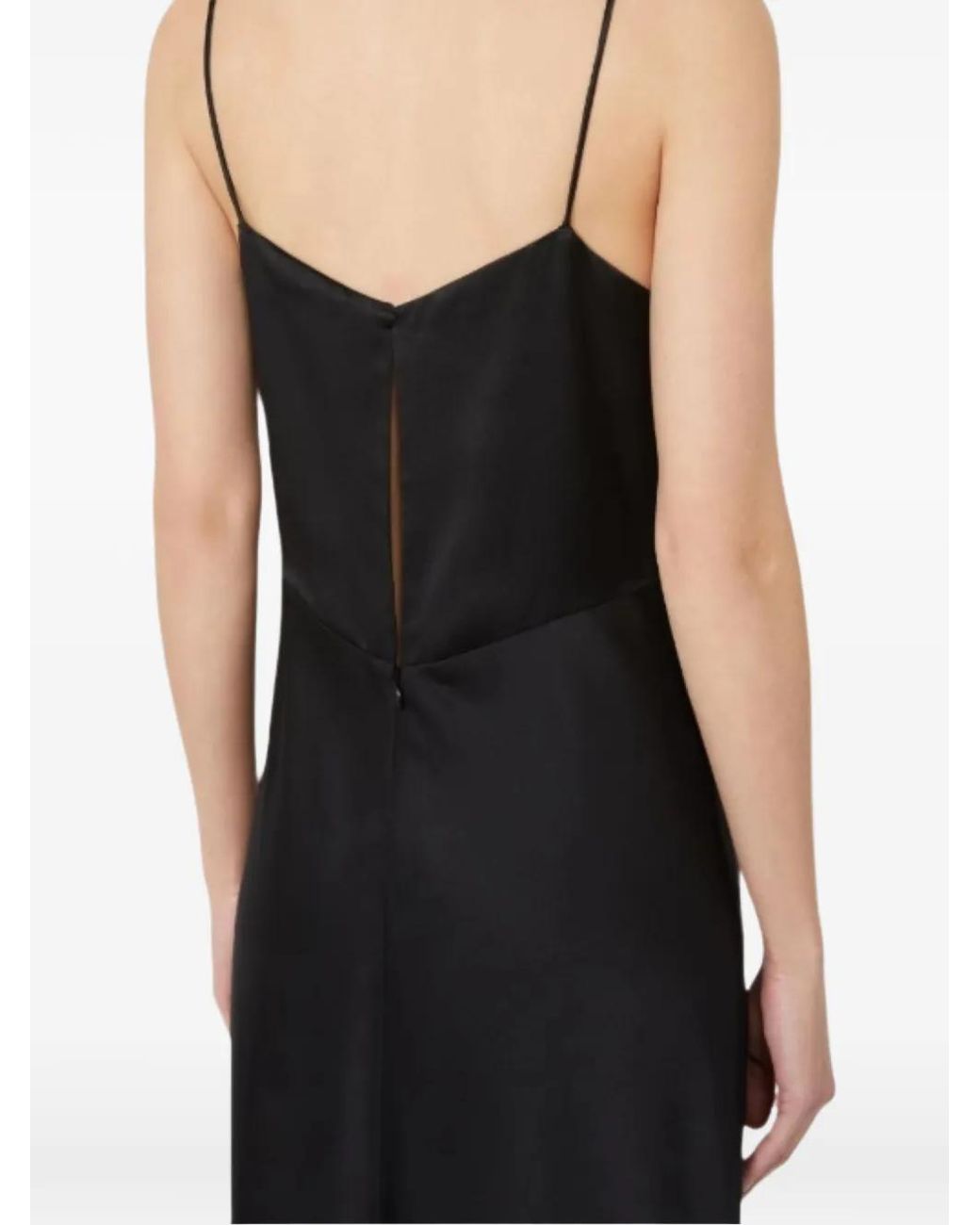 Max Mara Black Satin-Finish Spaghetti-Strap Maxi Dress