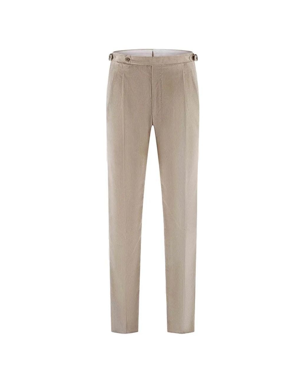 Kiton Natural Corduroy-Effect Pleated Trousers for men