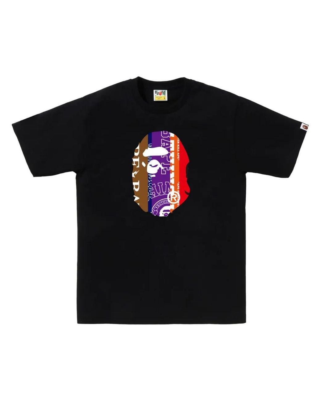A Bathing Ape Black Fans Scarf Ape Head Cotton T-Shirt for men