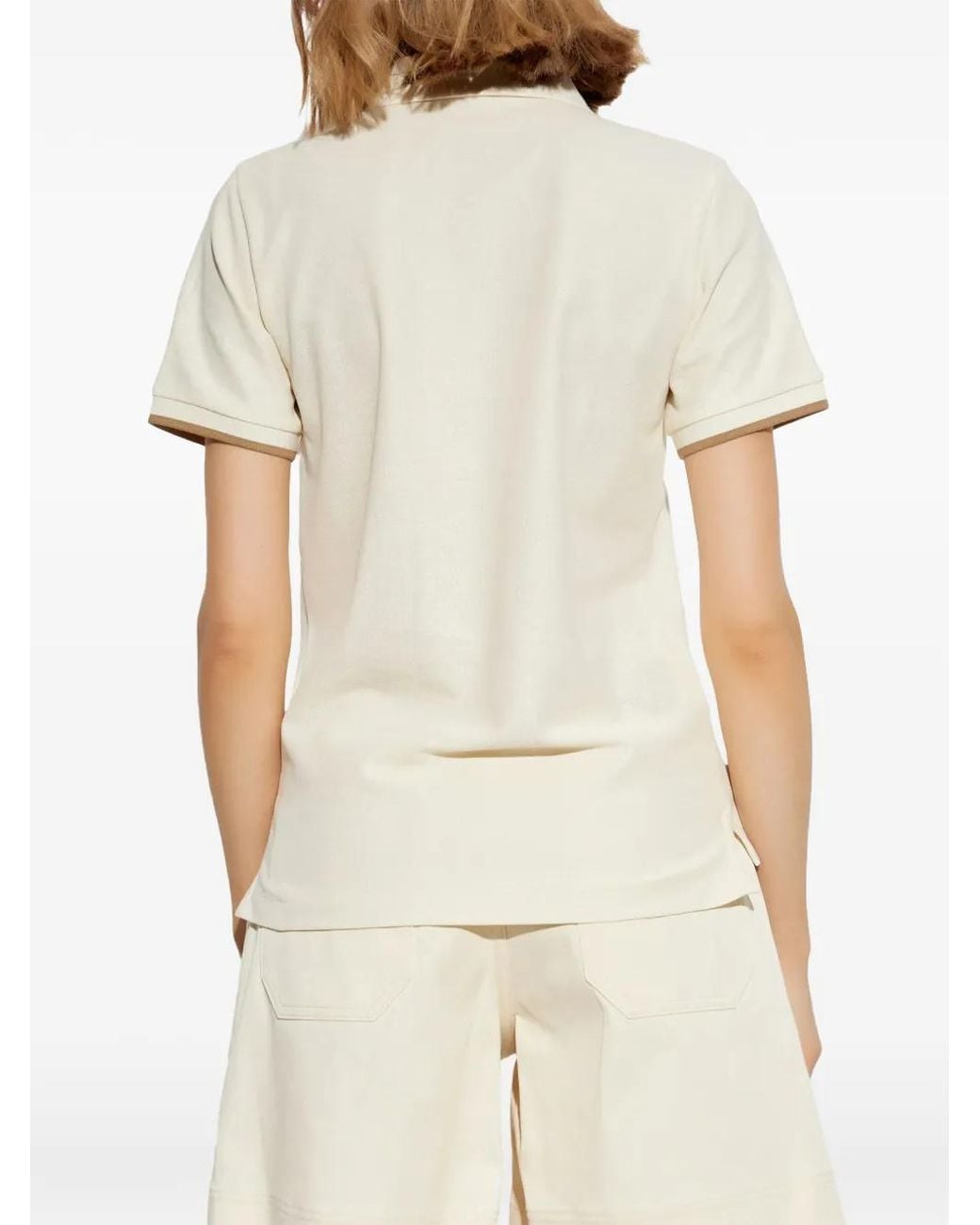 Moncler White Poloshirt Mit Logo-Patch
