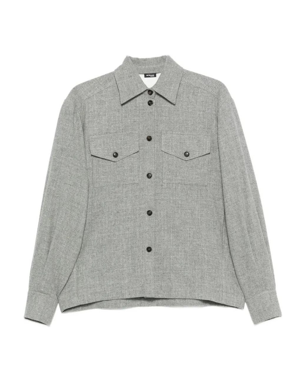 Kiton Gray Chest-Pockets Buttoned Overshirt