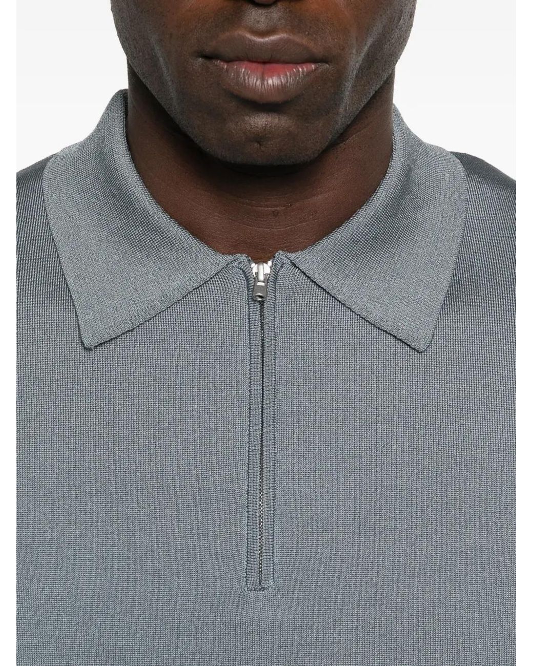 Sandro Blue Zip-Collar Polo Shirt for men