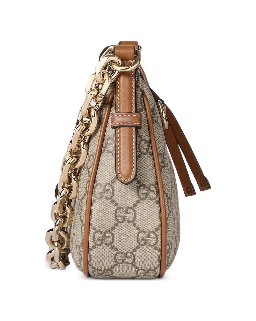 Gucci Natural Gg Emblem Monogram-Print Shoulder Bag