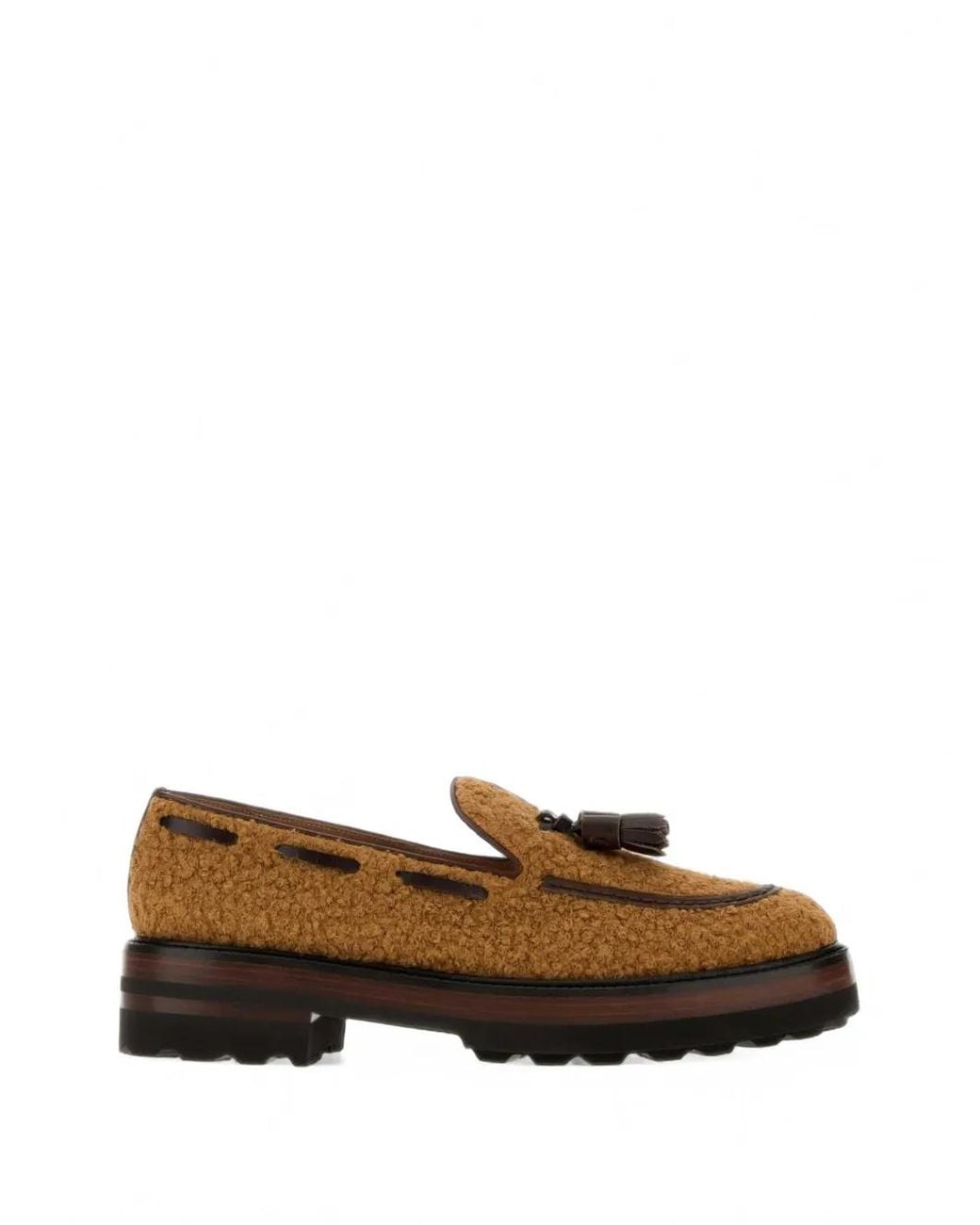 Fratelli Rossetti Brown Tassel-Detail Bouclé Loafers
