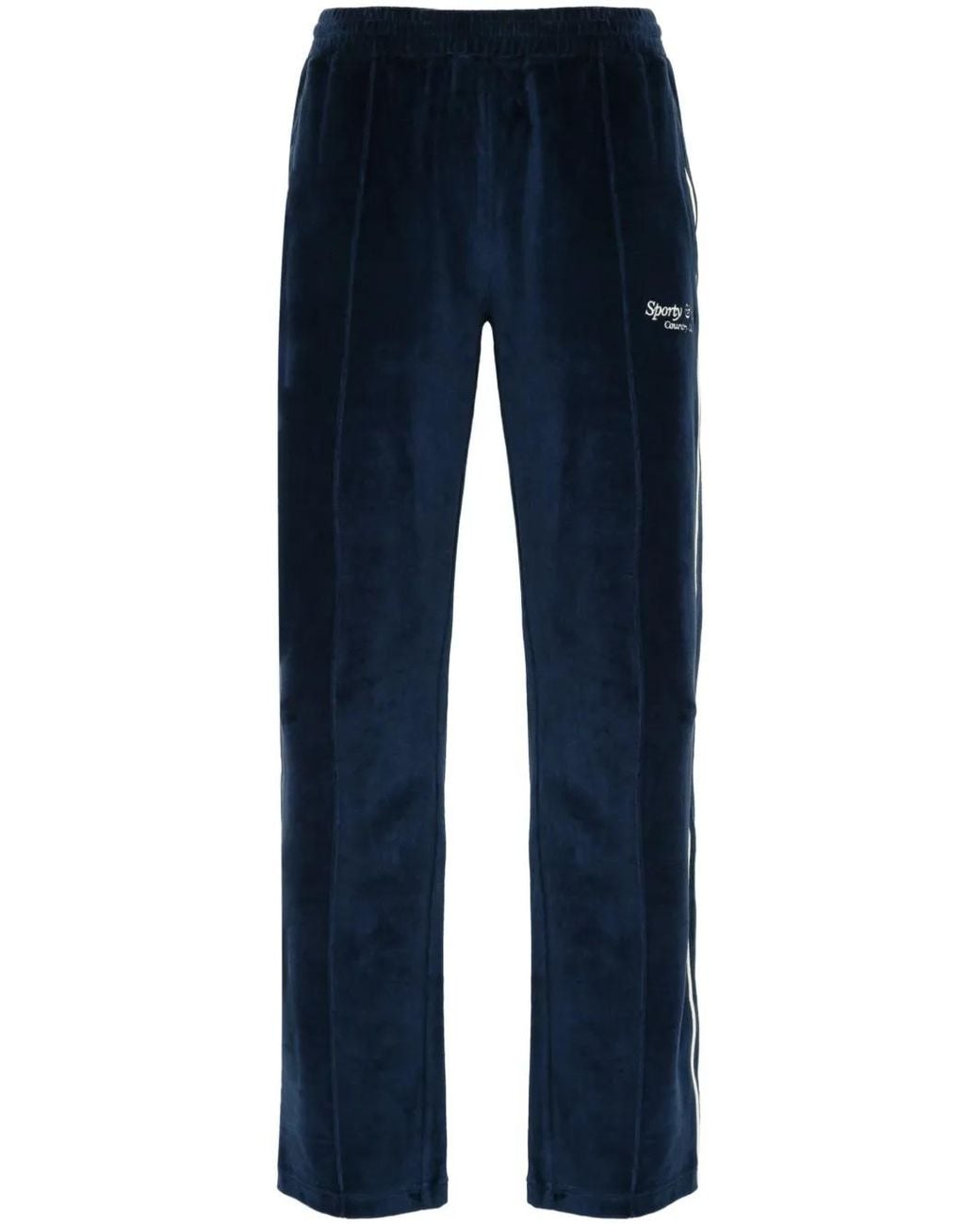 Sporty & Rich Blue Velour Cotton Track Pants
