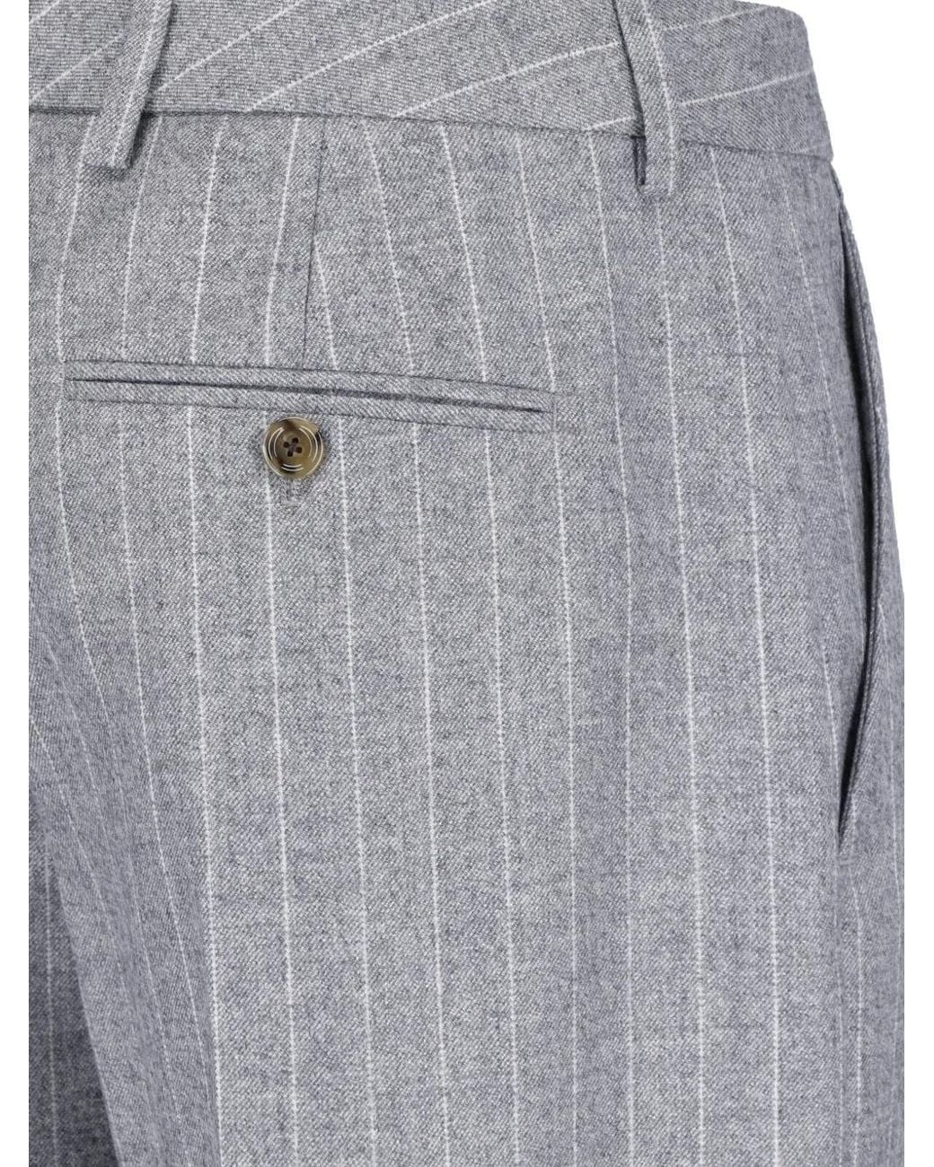 Lardini Gray Pinstripe-Pattern Straight Trousers