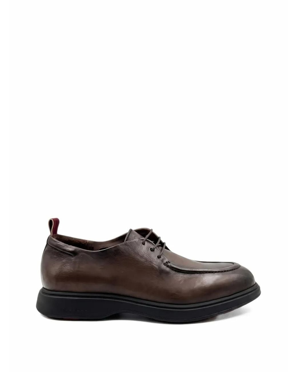 STURLINI FIRENZE Brown Bufalo Sc Leather Lace-Up Derby Shoes for men