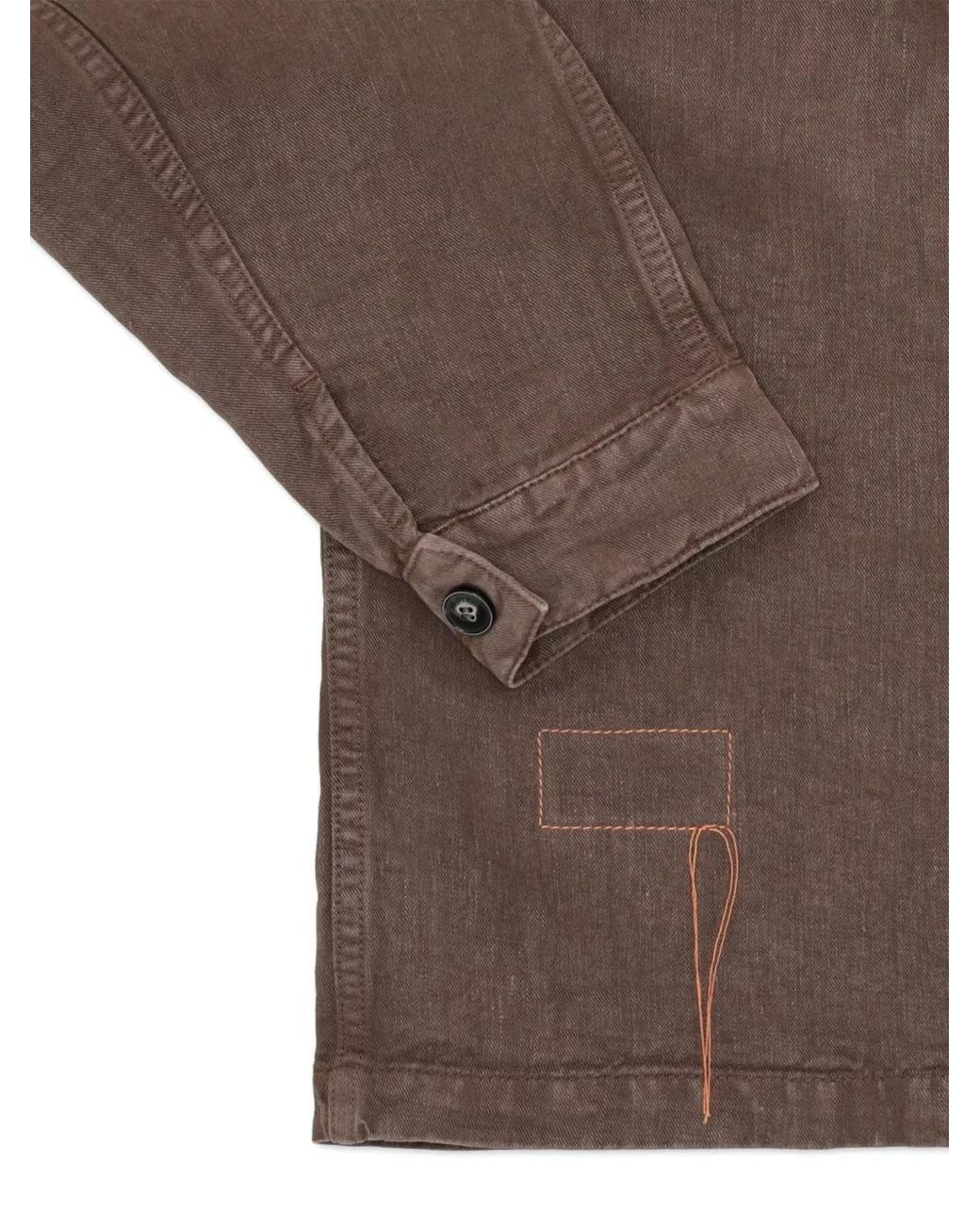 Fortela Brown Front Pockets Logo Button Shirt for men