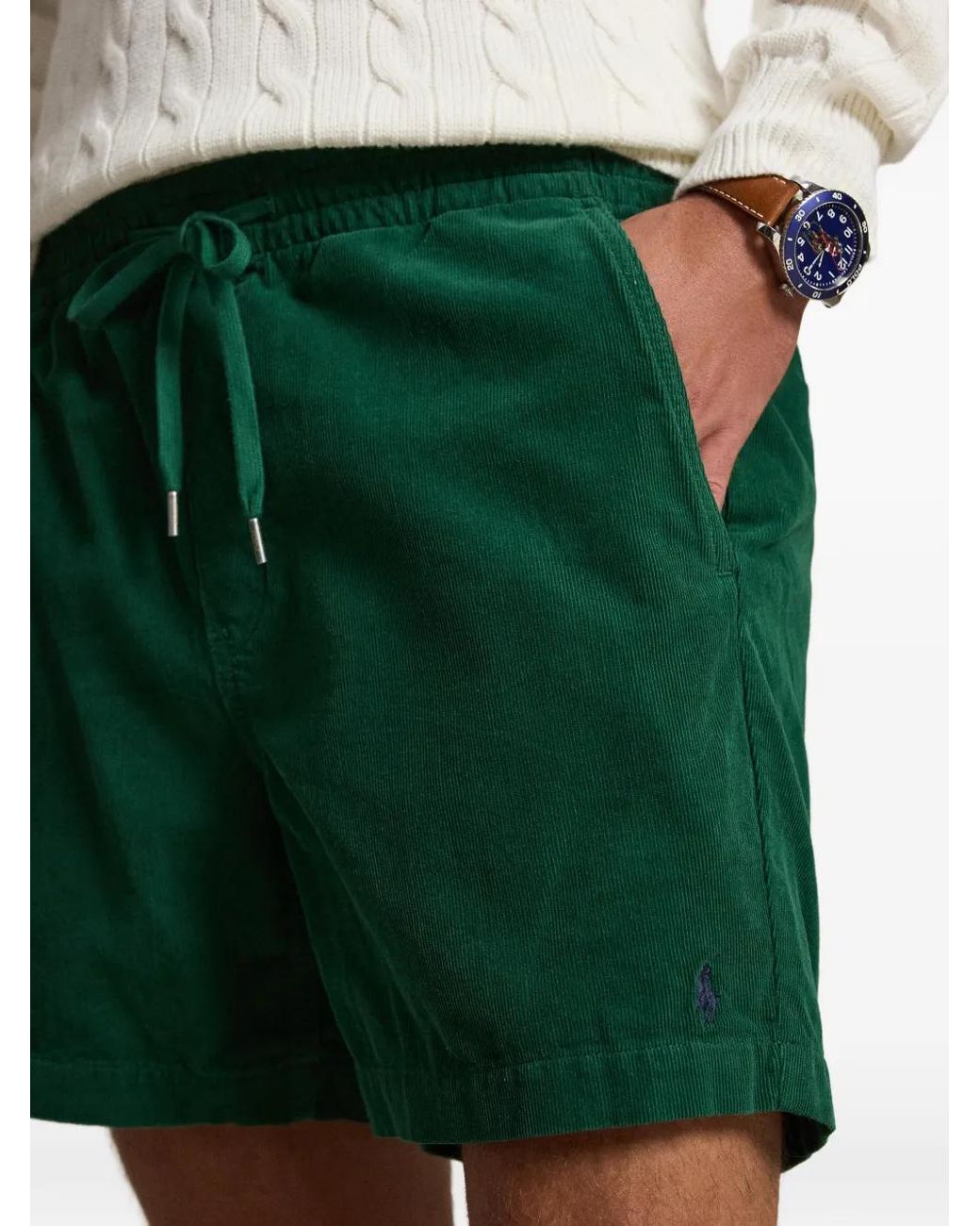 Polo Ralph Lauren Green Drawstring Corduroy Shorts for men