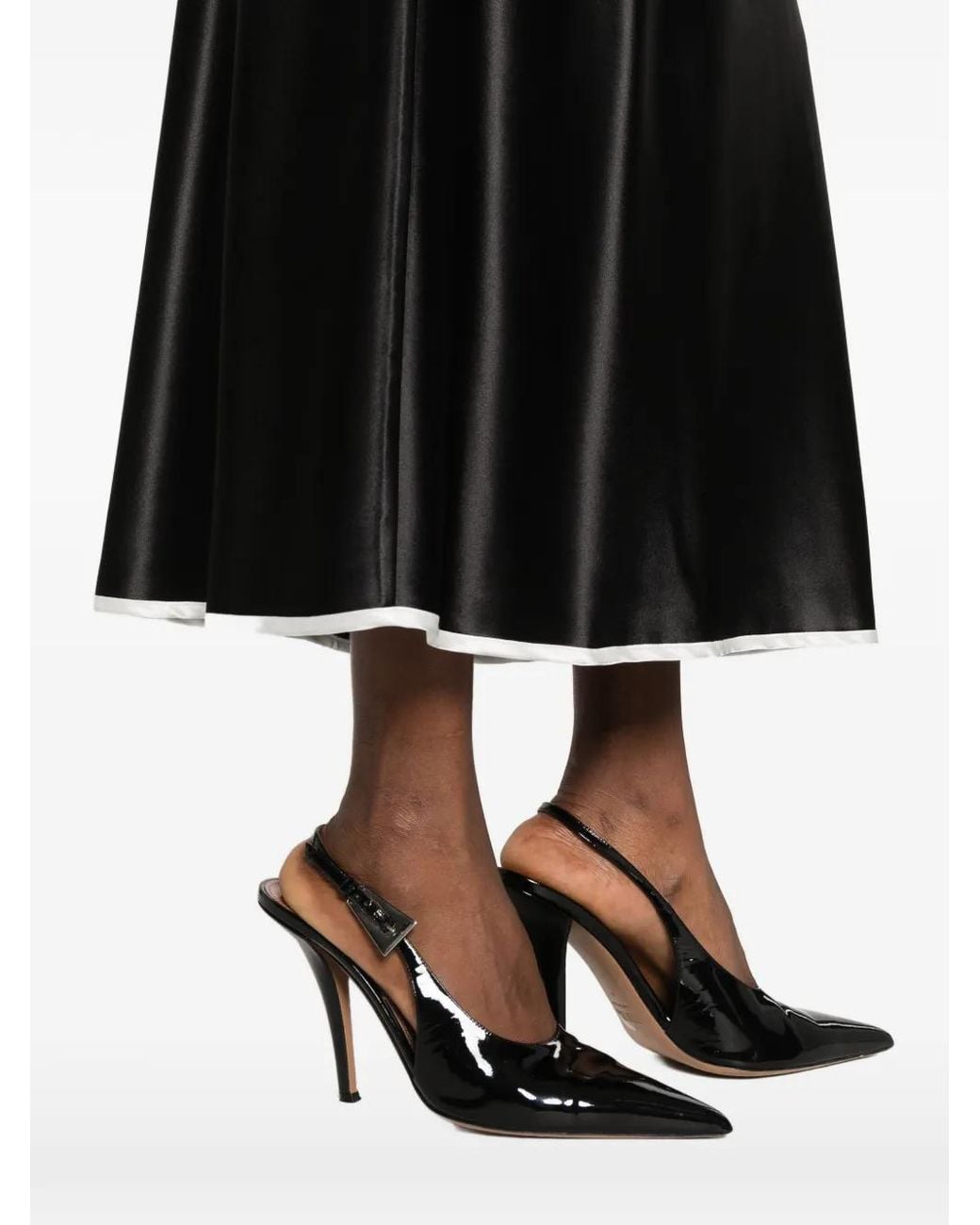 Styland Black Piped-Trim Maxi Skirt