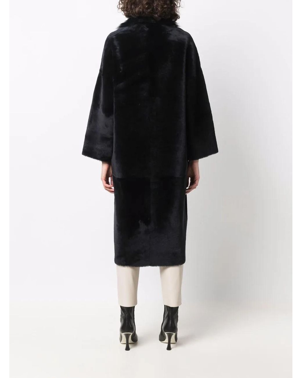 Liska Black Single-Breasted Shearling Coat