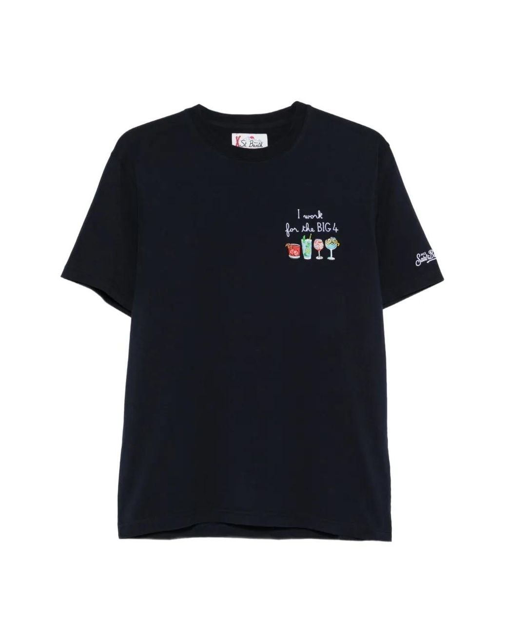 Mc2 Saint Barth Black Embroidered Logo-Patch T-Shirt for men